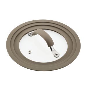 Small Universal Silicone-Rimmed Glass Lid. 6-8.5